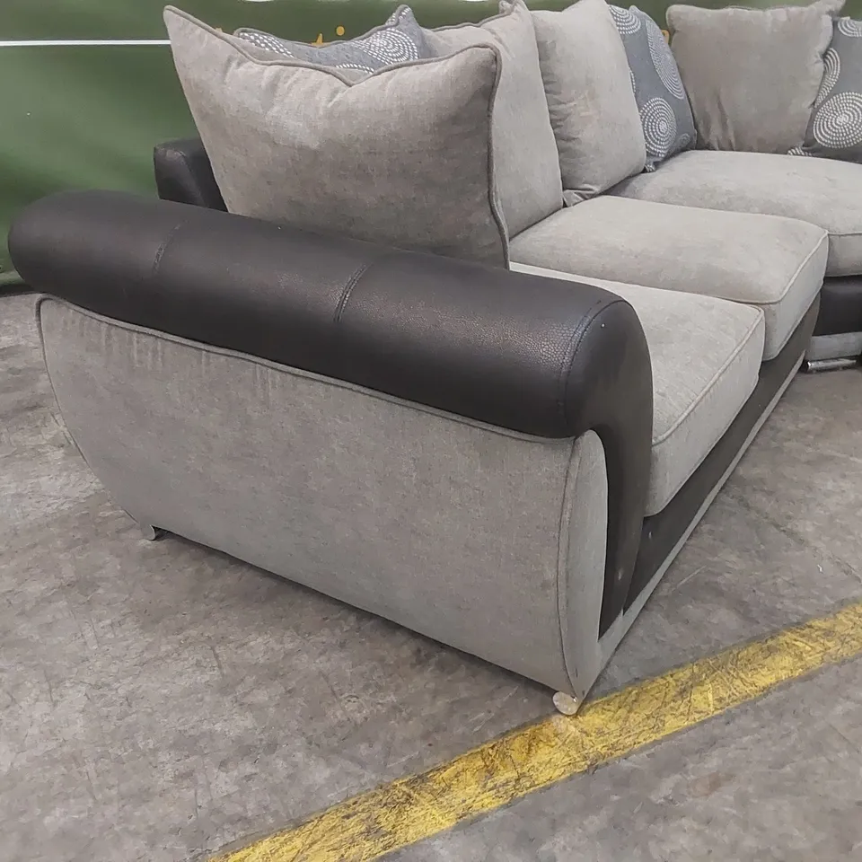 QUALITY DESIGNER UPHOLSTERED CORNER SOFA - BLACK & GREY