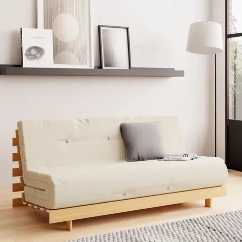 WRAPPED FUTTON DOUBLE STANDARD MATTRESS IN NATURAL WITH BASE - 2BOXES