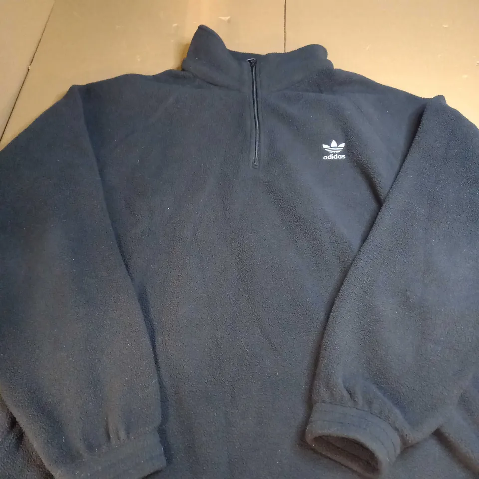 ADIDAS BLACK FLEECED QUATER ZIP - SIZE UK 2XL