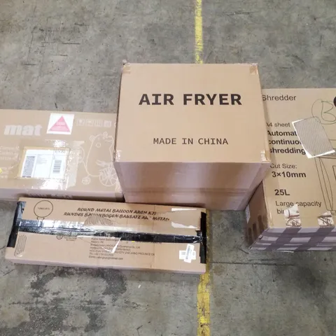 PALLET CONTAINING ASSORTED PRODUCTS INCLUDING PLAY MAT, AIR FRYER, ROUND METAL BALLOON ARCH KIT & SHREDDER