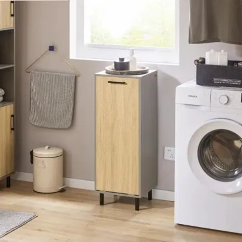 BOXED WOOD CABINET LAUNDRY HAMPER (1 BOX)