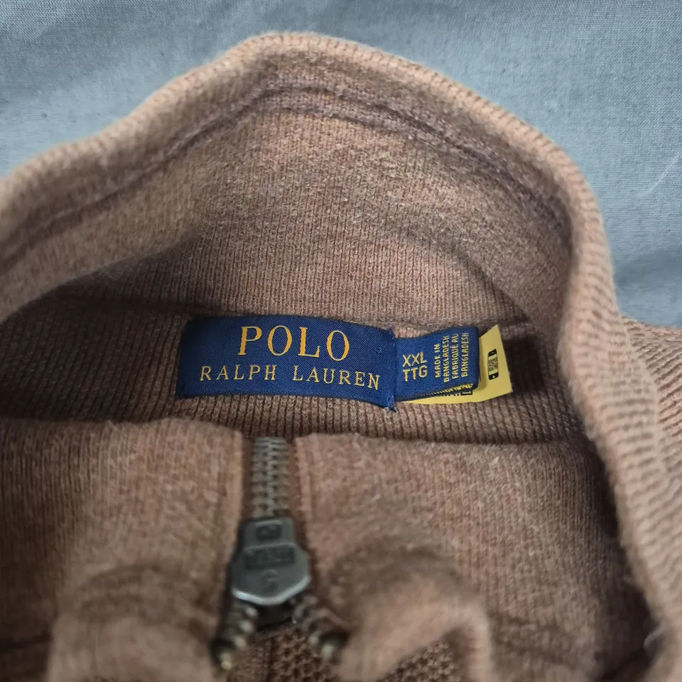 POLO RALPH LAUREN BROWN KNIT ZIP-NECK JUMPER – MEN’S UK XXL