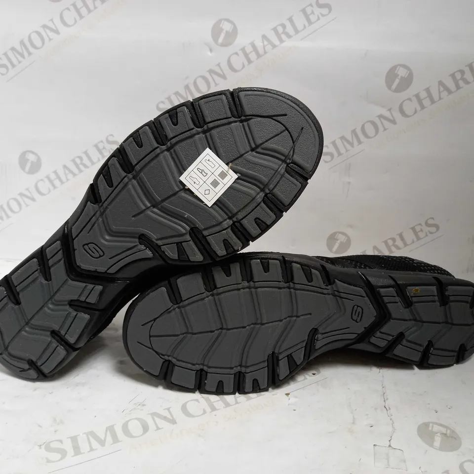 SKECHERS GRATIS CHIC NEWNESS STRETCH FIT SLIP-ON TRAINERS BLACK UK SIZE 6