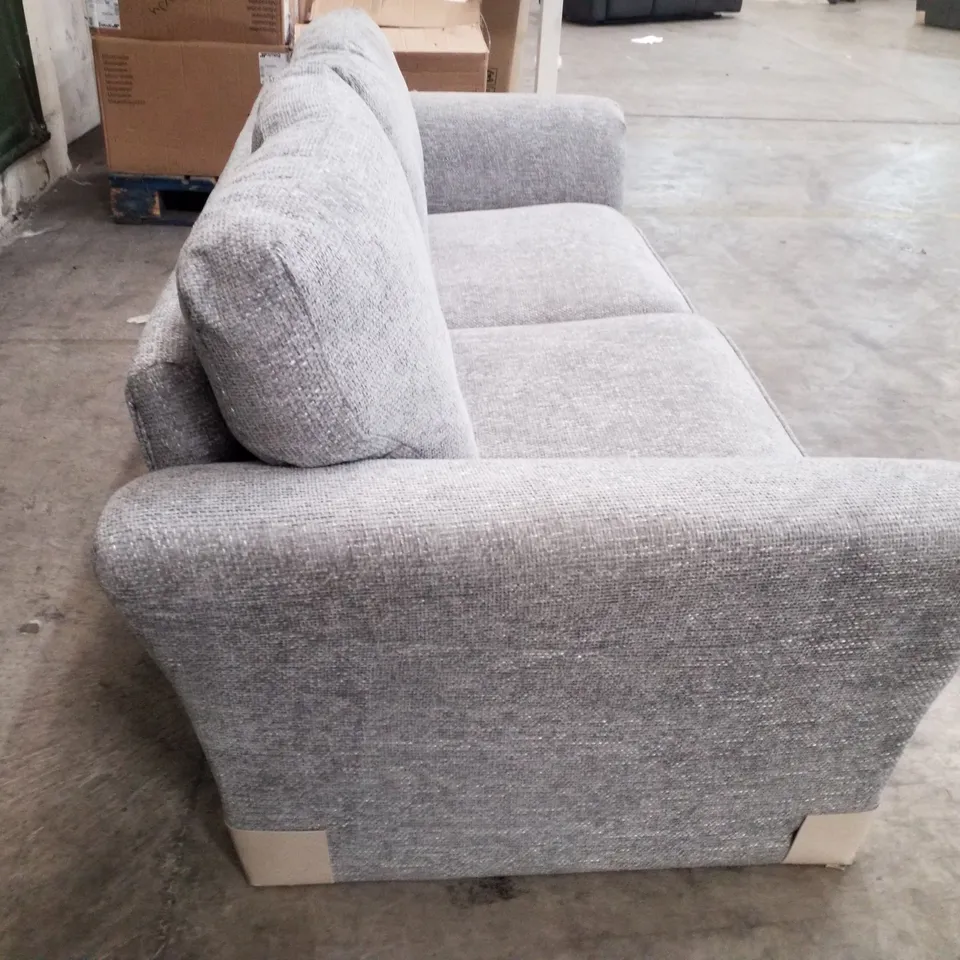 QUALITY DESIGNER 3 SEATER SOFA - GREY CHUNKY WEAVE FABRIC