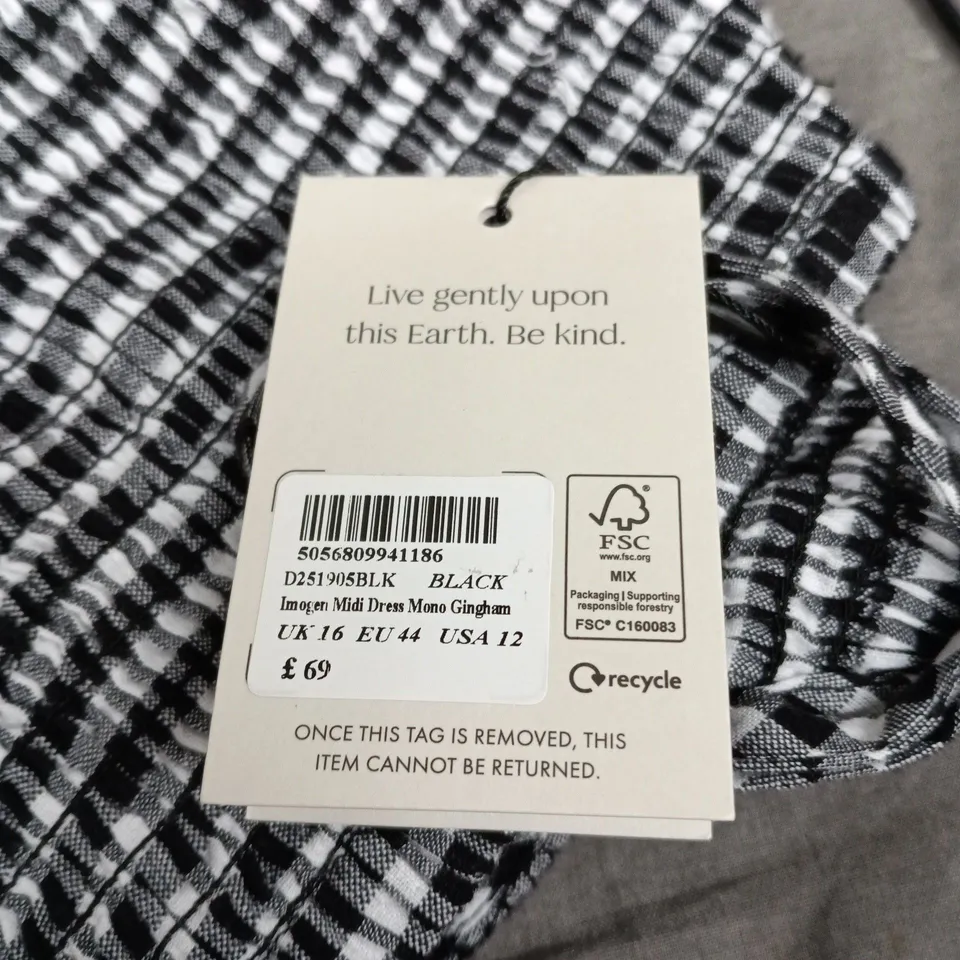 nobody's childImogen Midi Dress Mono Gingham – UK 16