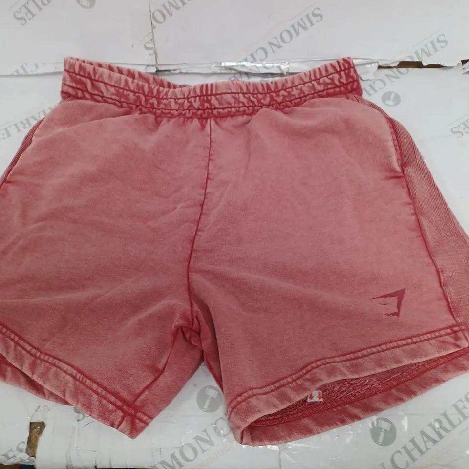 GYMSHARK RED WASHED LOGO SHORTS- LARGE