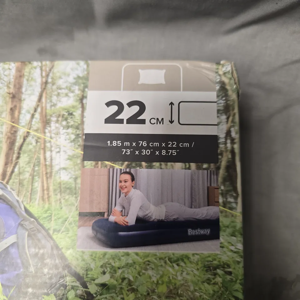 BESTWAY INFLATABLE AIR MATTRESS – 1.85M X 76CM X 22CM SOFT TOP
