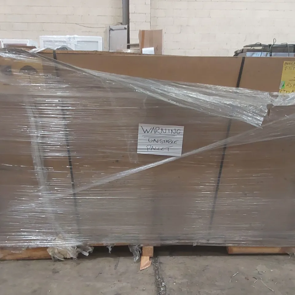 PALLET CONTAINING COMMERCIAL DISPLAY UNIT PARTS