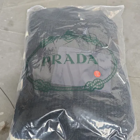 PRADA BLACK AND WHITE WOOLLY QUARTER ZIP SIZE 3XL 