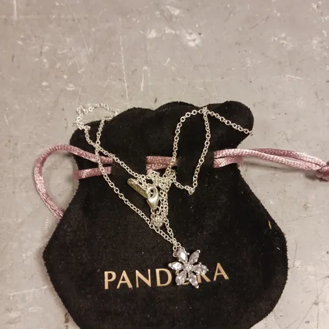 PANDORA FLOWER PENDANT CHAIN LINK NECKLACE 