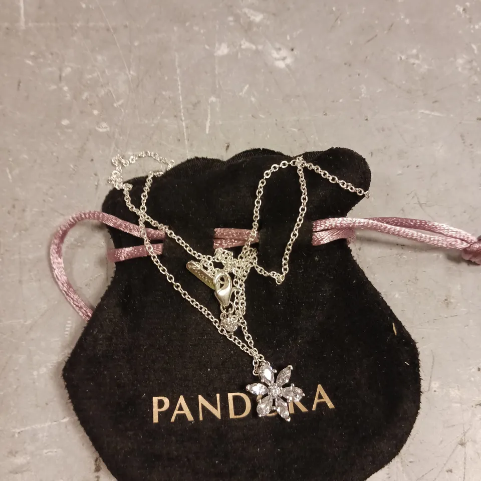 PANDORA FLOWER PENDANT CHAIN LINK NECKLACE 