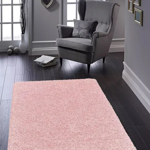 BUDDY WASHABLE SHAGGY RUG IN LIGHT PINK (80X120CM) - COLLECTION ONLY