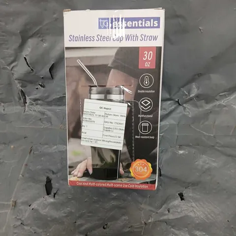 BOXED STAINLESS STEEL CUP WITH STRAW
