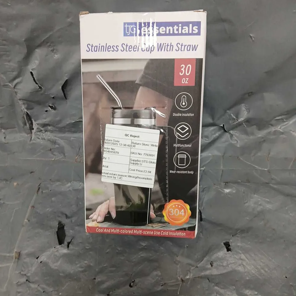 BOXED STAINLESS STEEL CUP WITH STRAW 