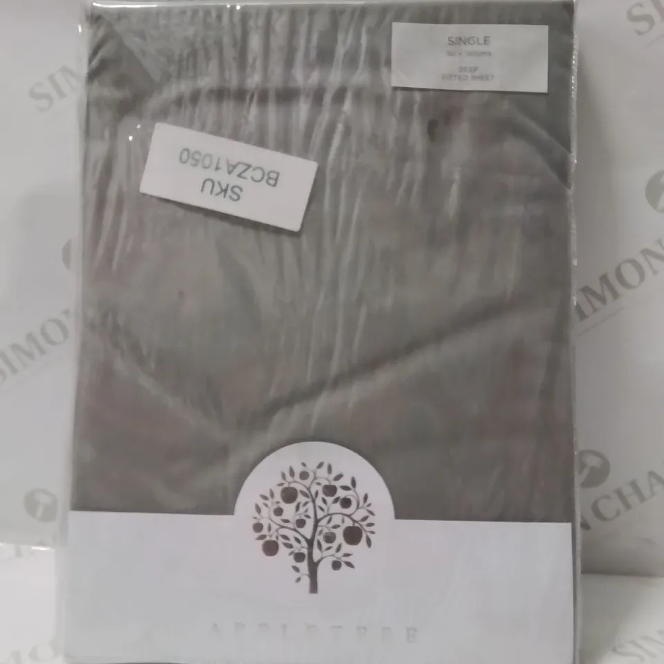 BRAND NEW APPLETREE SINGLE DEEP FITTED SHEET -GREY-