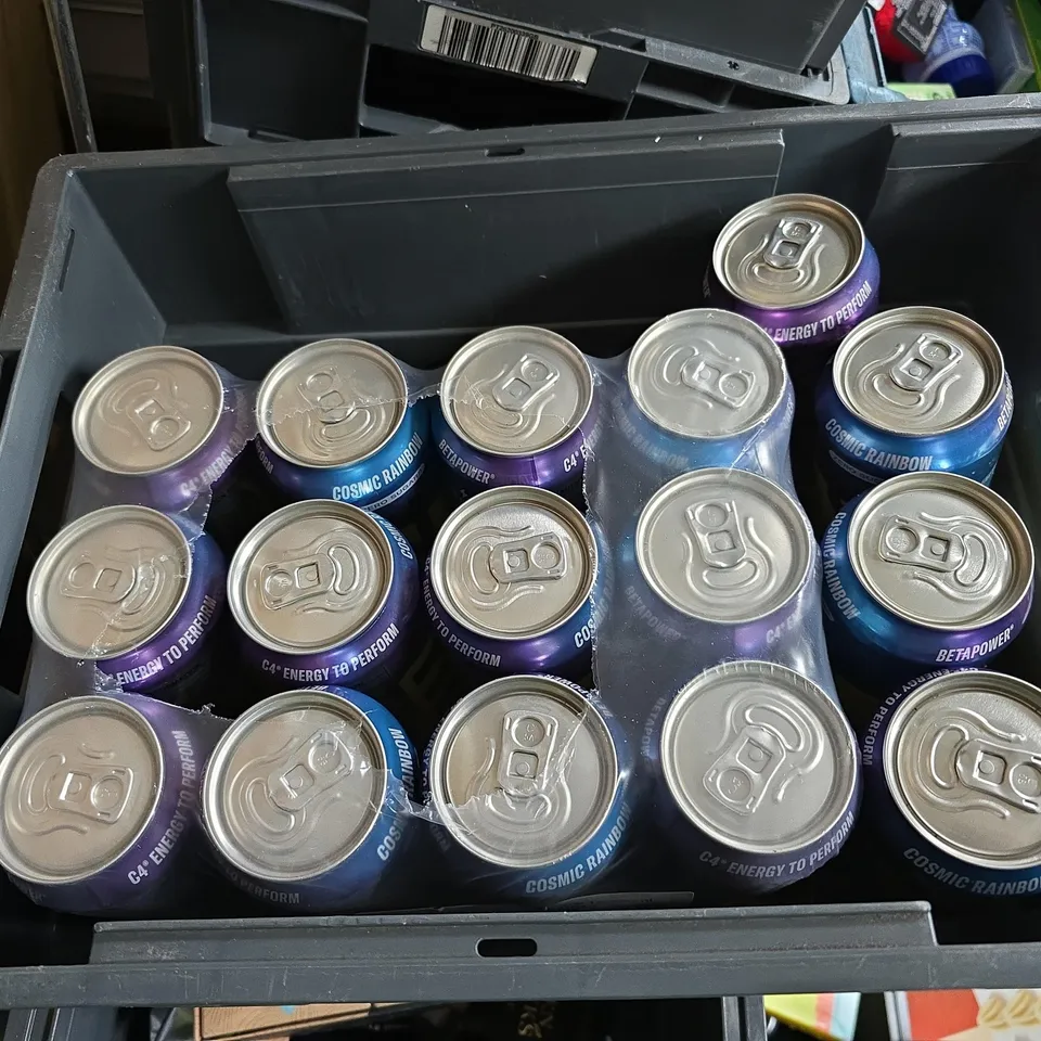 TOTE OF APPROXIMATELY 15 CANS OF C4 EXPLOSIVE ENERGY DRINKS COSMIC RAINBOW 500ML PER CAN
