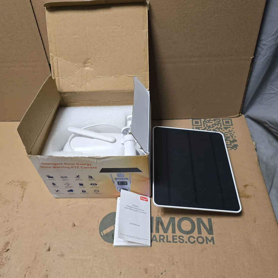 TUYA INTELLIGENT SOLAR ENERGY VOICE WARNING PTZ CAMERA, BOXED WITH MANUAL