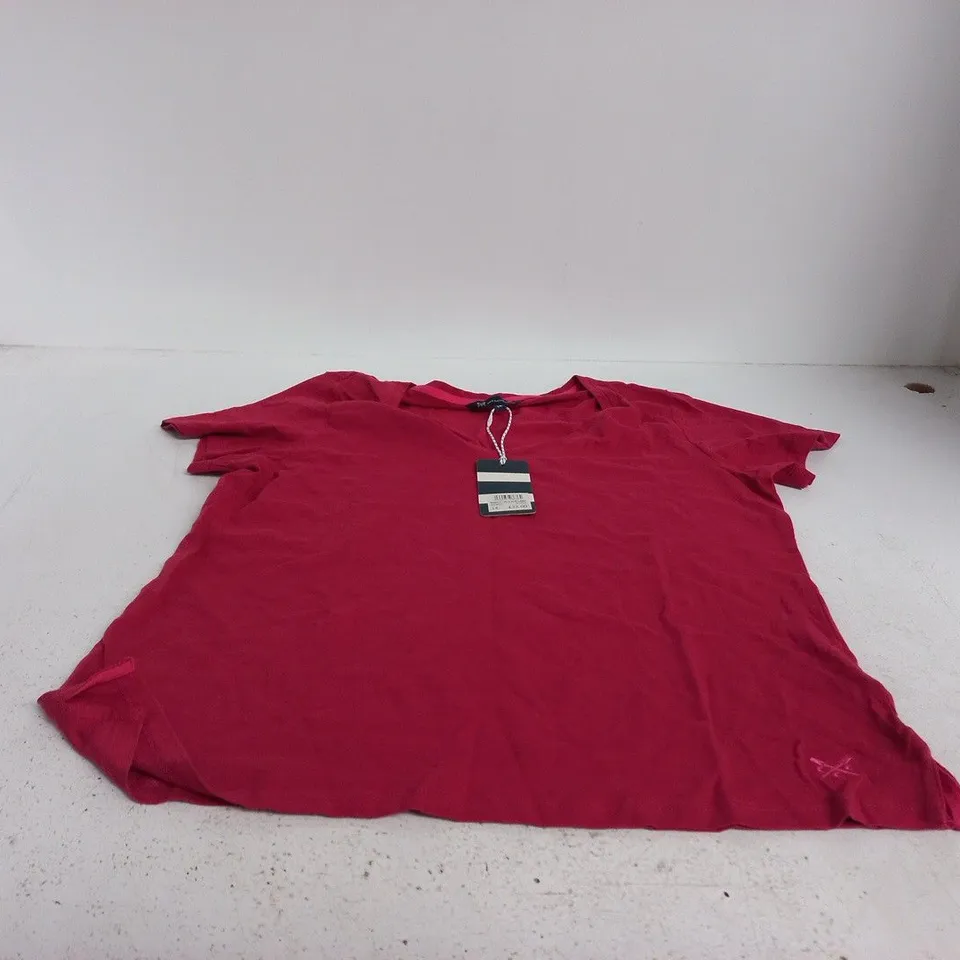 CREW CLOTHING COMPANY PERFECT V-NECK SLUB T-SHIRT – RED, UK 14