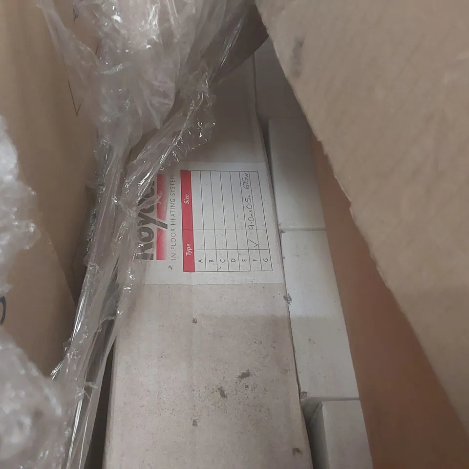 PALLET CONTAINING A VERY LARGE QUANTITY OF ASSORTED ROYDEN UNDERFLOOR HEATING ITEMS