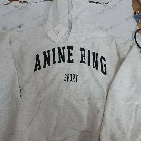 ANINE BING HEATHER LIGHT GREY SOFT HOODIE - LARGE