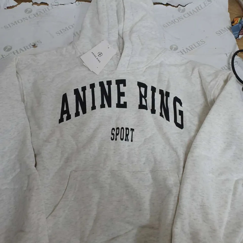 ANINE BING HEATHER LIGHT GREY SOFT HOODIE - LARGE