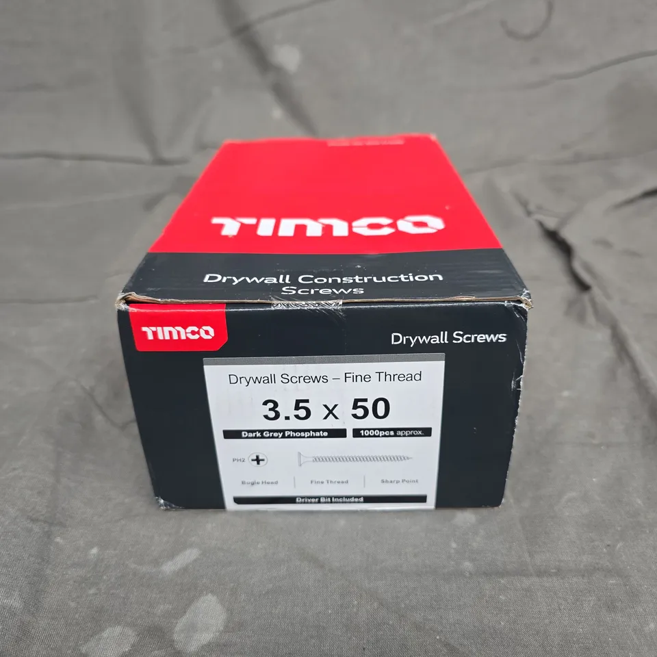 TIMCO DRYWALL SCREWS - FINE THREAD 3.5 X 50MM, DARK GREY PHOSPHATE, 1000PCS (APPROX)