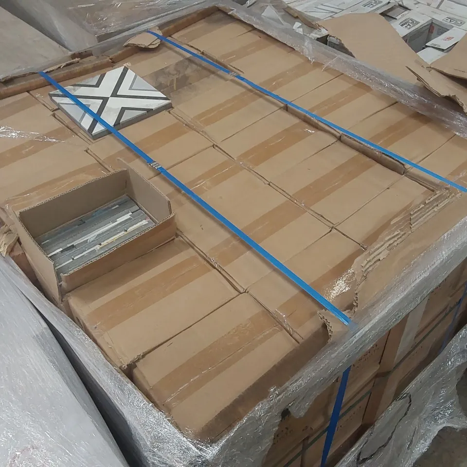 PALLET CONTAINING APPROXIMATELY 64x BOXES OF 9pcs ENCAUSTIC MIXED 20 x 20cm TILES