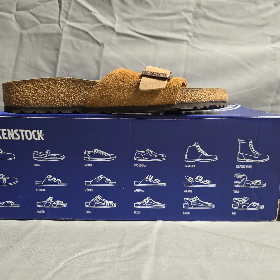 BOXED PAIR OF BIRKENSTOCK OITA BRAIDED SANDALS IN MINK SIZE UK 3.5