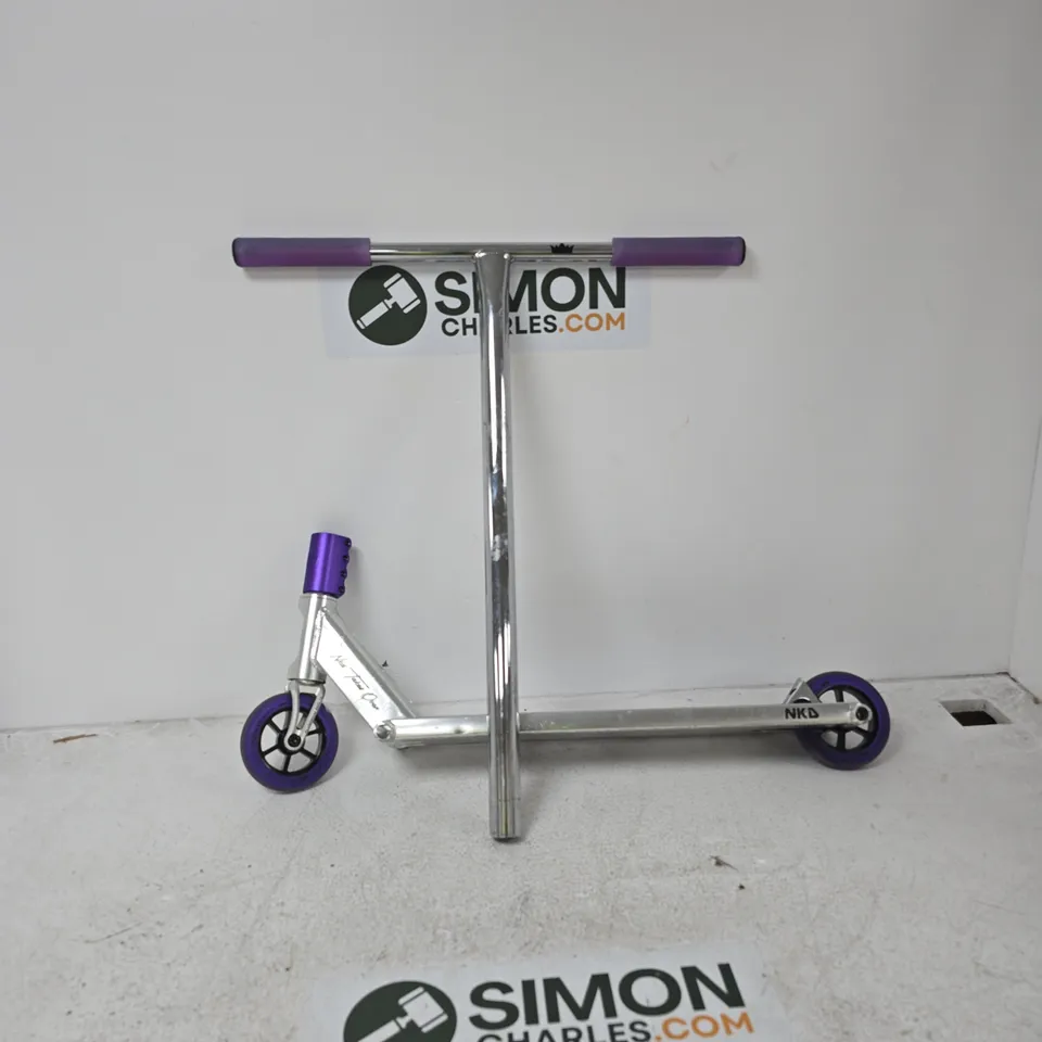NKD STUNT SCOOTER – ALUMINIUM FRAME, PURPLE WHEELS AND GRIPS