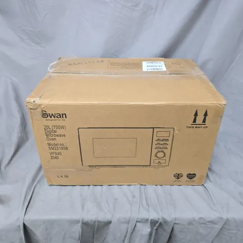SWAN 20L 700W DIGITAL MICROWAVE IN BLACK - COLLECTION ONLY