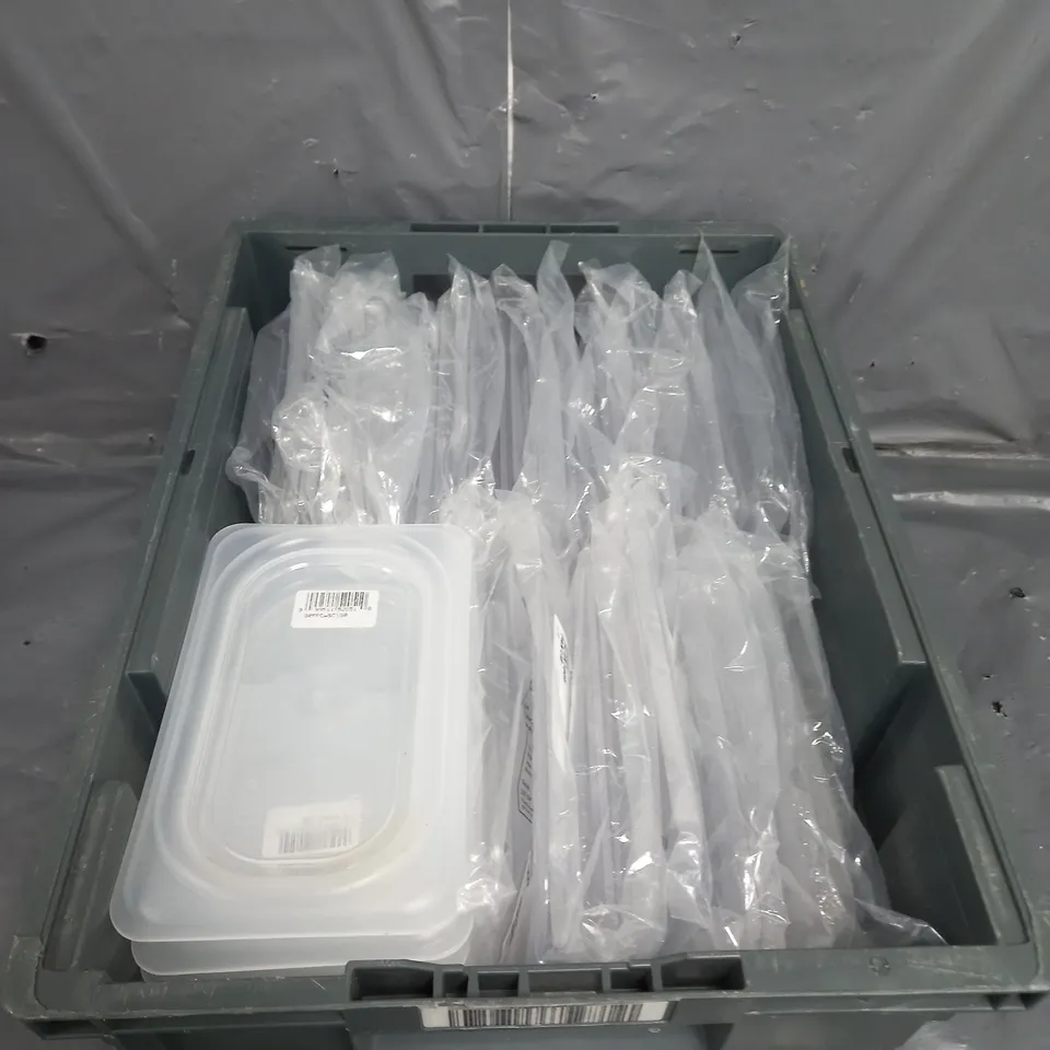 BOX OF ASSORTED CLEAR LIDS 