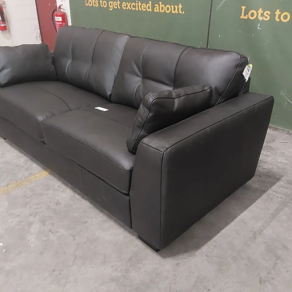 DENVER BLACK LEATHER 3 SEATER SOFA