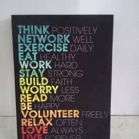 BOXED THINK POSITIVELY - WRAPPED CANVAS PRINT