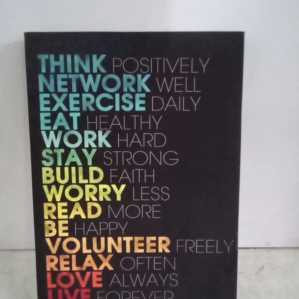 BOXED THINK POSITIVELY - WRAPPED CANVAS PRINT 