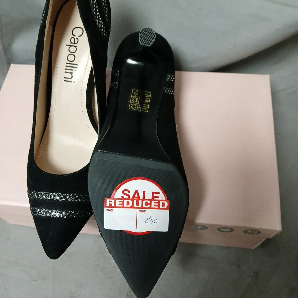 CAPOLLINI ELSIE BLACK SUEDE HIGH HEELS – UK 3.5 (EU 36)