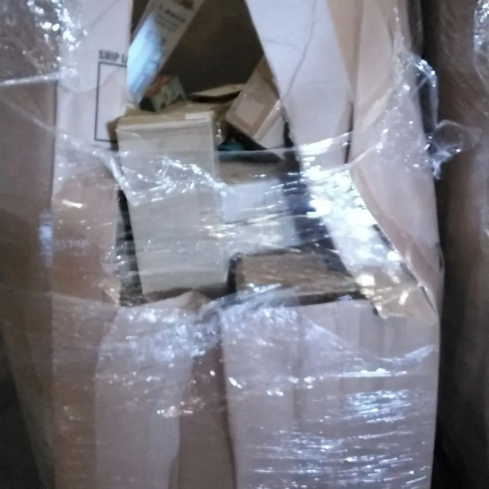 PALLET OF UNPROCESSED ITEMS TO INCLUDE BOXING SPEED BALL, CAT TUNNEL BOXES, AND FOOT SPA