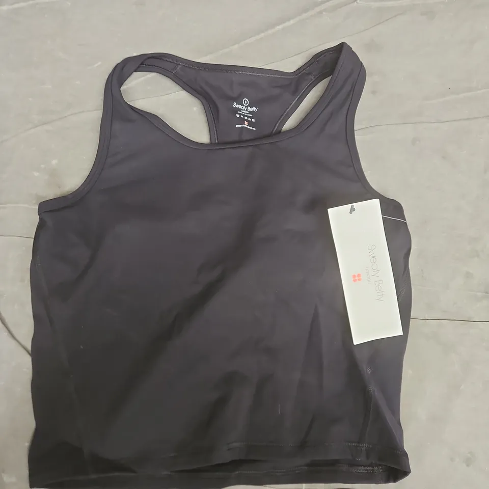 SWEATY BETTY POWER MEDIUM IMPACT CROP GYM TANK IN BLACK - SMALL