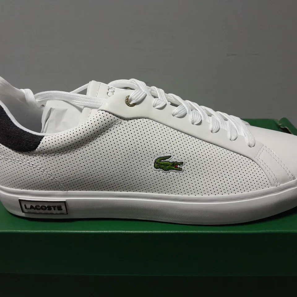 BOXED PAIR OF LACOSTE POWERCOURT 2.0 SHOES IN WHITE - UK 9