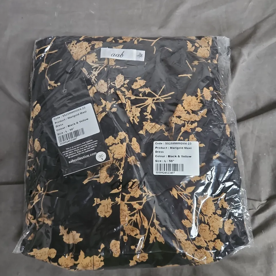 AAB COLLECTION MARIGOLD MAXI DRESS – BLACK & YELLOW, UK SIZE L
