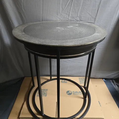 TWIN SIDE TABLE SET IN SILVER TONE 