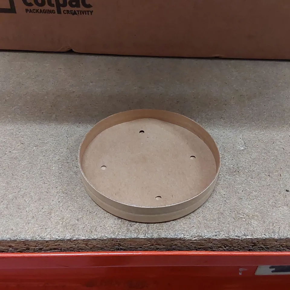 BOX OF APPROXIMATELY 500X COLPAC RECYCLABLE KRAFT MICROWAVABLE SOUP CUP LIDS 8OZ AND 12OZ (1 BOX)