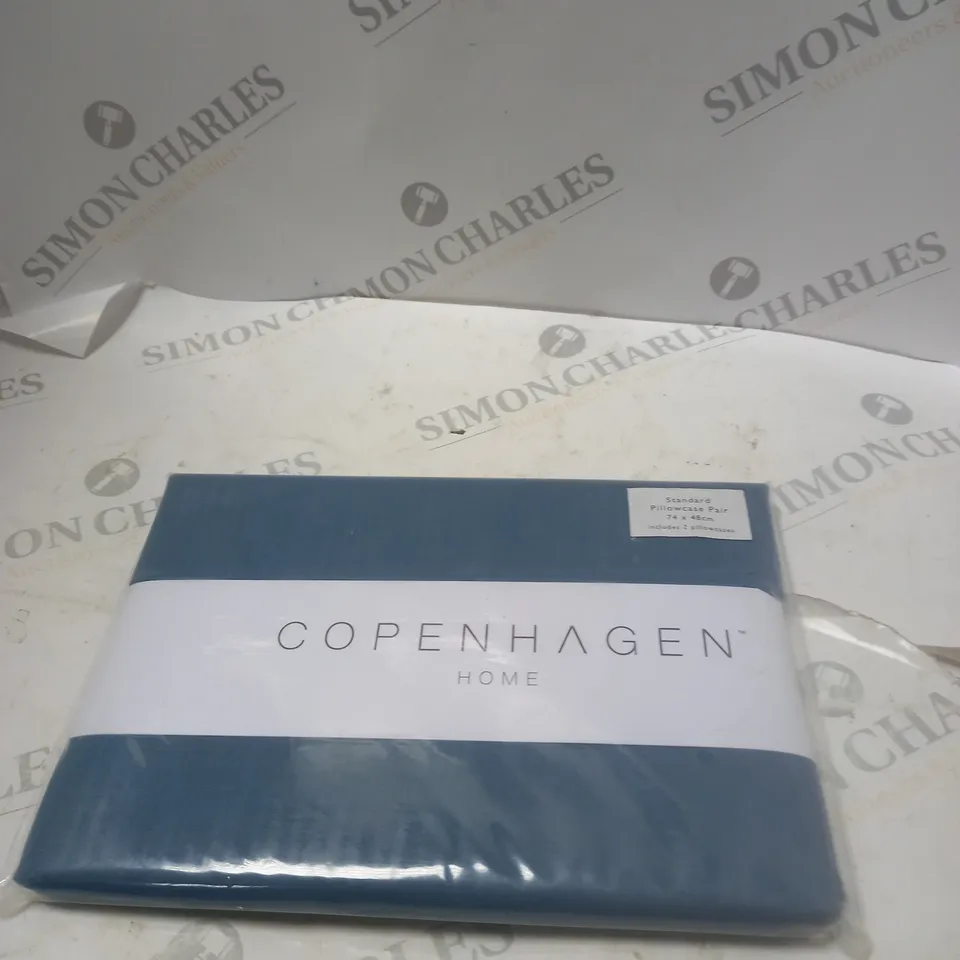 COPENHAGEN HOME OSLO 52% POLYESTER/48% BCI COTTON BLUE PILLOW PAIR