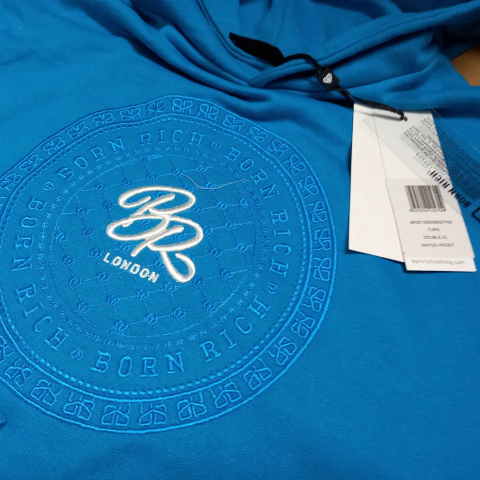 BORN RICH TURQUOISE  WAY TO GO HOODIE - DOUBLE XL