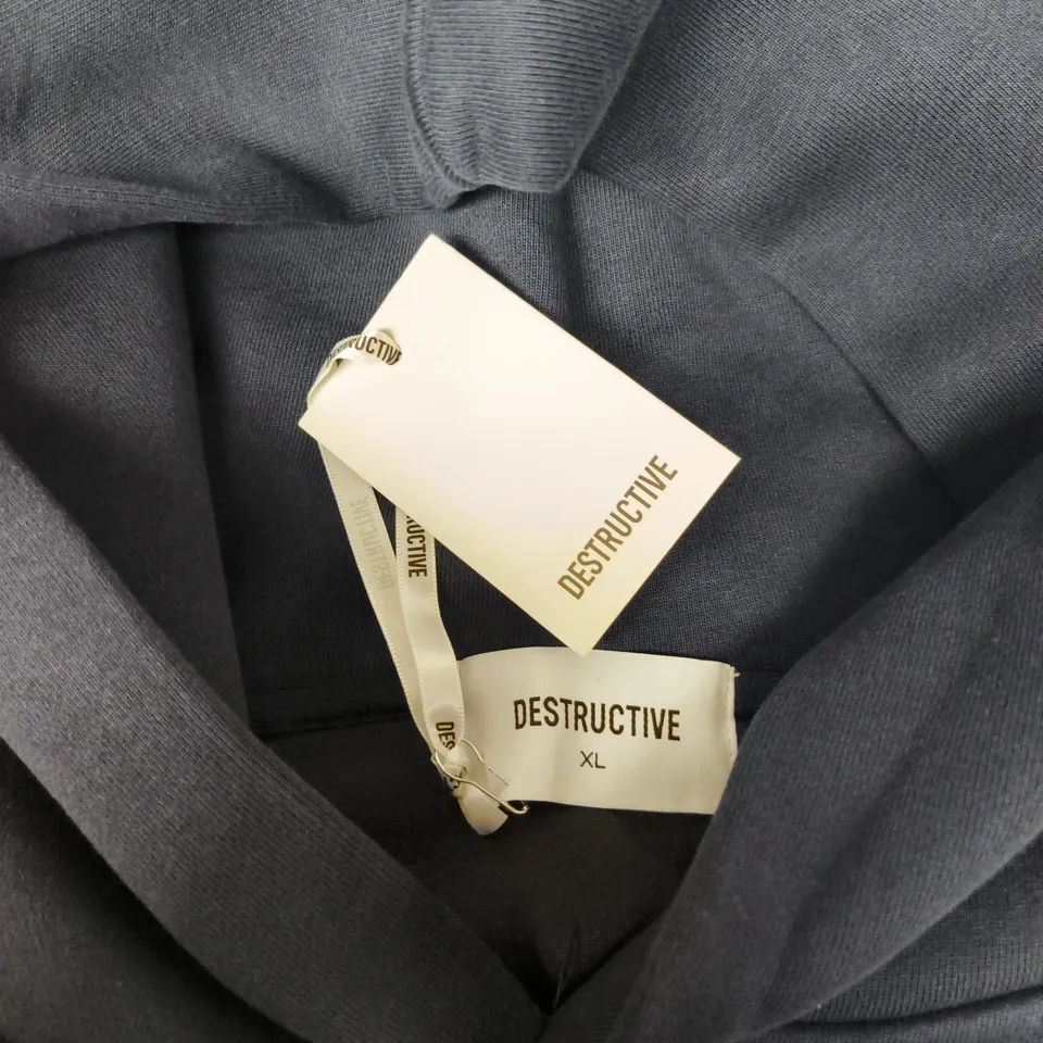 DESTRUCTIVE HOODIE – SCULPT HOODIE MIDNIGHT BLUE, SIZE XL