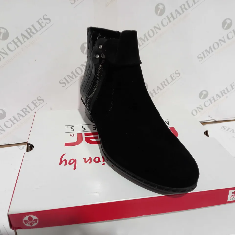 RIEKER CUFF ANKLE BOOT - BLACK - SIZE 7.5