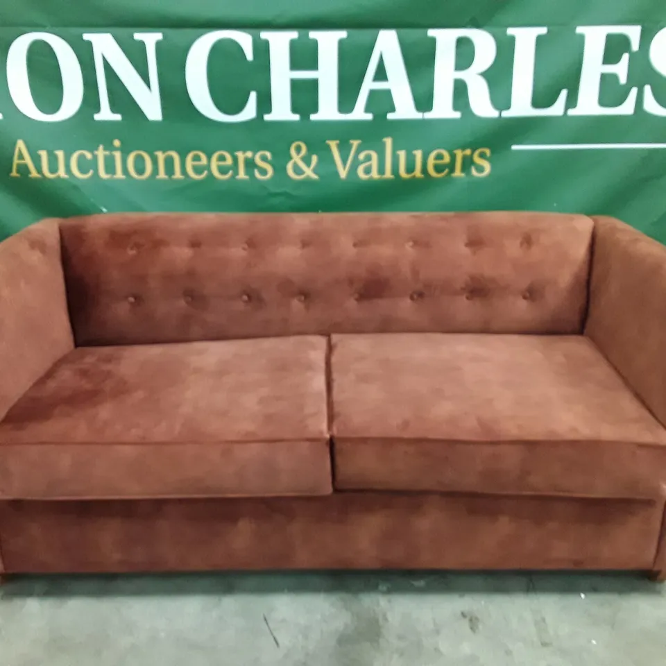 QUALITY DESIGNER GASTARD 3 SEATER SOFA BED -  BROWN VELVET FABRIC
