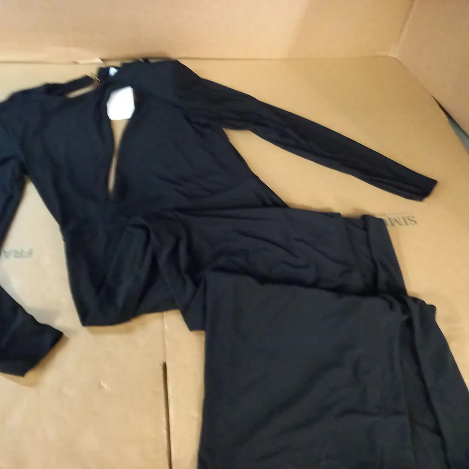 CLUB OF LONDON BLACK CUT OUT MIDI DRESS WITH THIGH SPLIT - UK 14