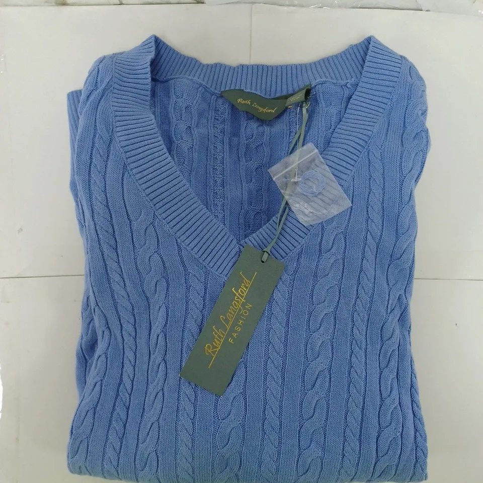 RUTH LANGSFORD KNIT SWEATER IN BLUE SIZE UK 2XL