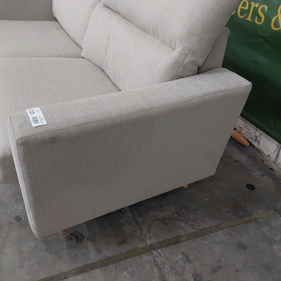 DESIGNER THREE SEATER SOFA LIGHT GREY FABRIC 