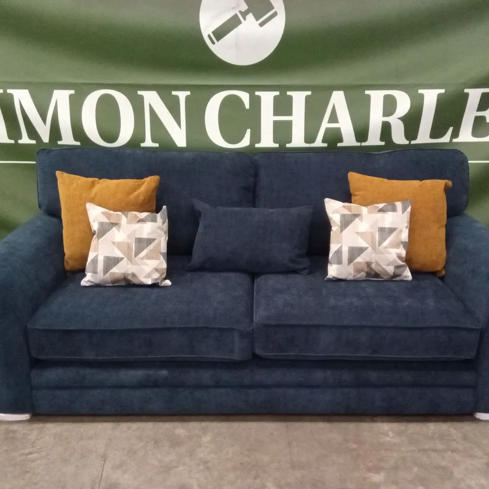 KALUNA FABRIC 3 SEATER SOFA - NAVY RRP £1349